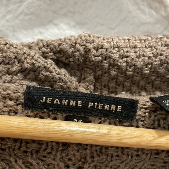 Jeanne Pierre Brown Texture Knit Cowl Neck Tunic Length Sweater Size Medium - Picture 3 of 7